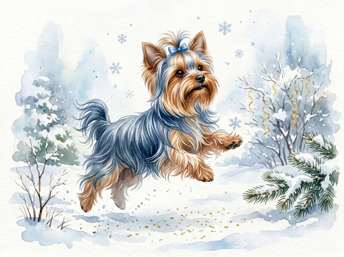 Yorkshire Terrier watercolor calendar month 1